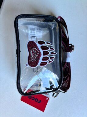 New NWT University of Montana Griz Clear Crossbody Stadium Bag Griz Nation Strap